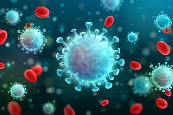 Abbildung von Viruszellen und Blutplättchen