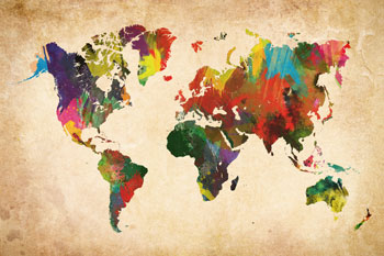 bunt eingefärbte Weltkarte